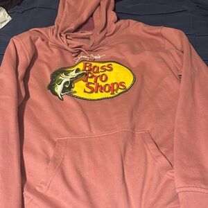 Bass Pro Shops Men's Hooded Sweatshirt - Dusty Rose with Yellow Logo